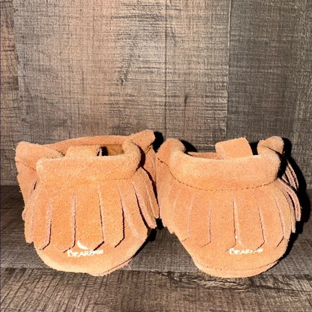 BearPaw Tan Suede Kids Moccasins-size 6-12 months